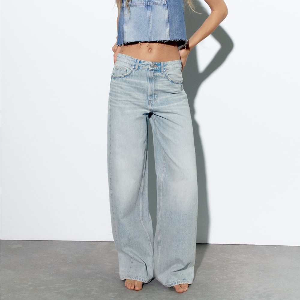 Zara TRF High Rise Wide Leg Jeans